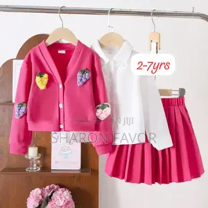 Girls 3pc Outfit With a Pink Cardigan
