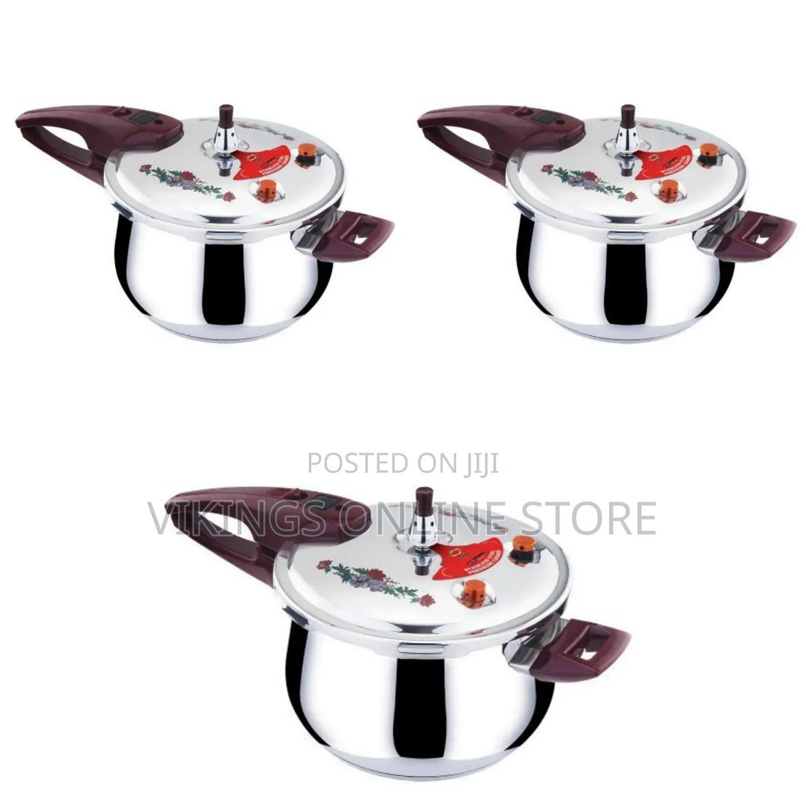 7 Litres Stainless Steel Pressure Cooker With Steamer - Silver