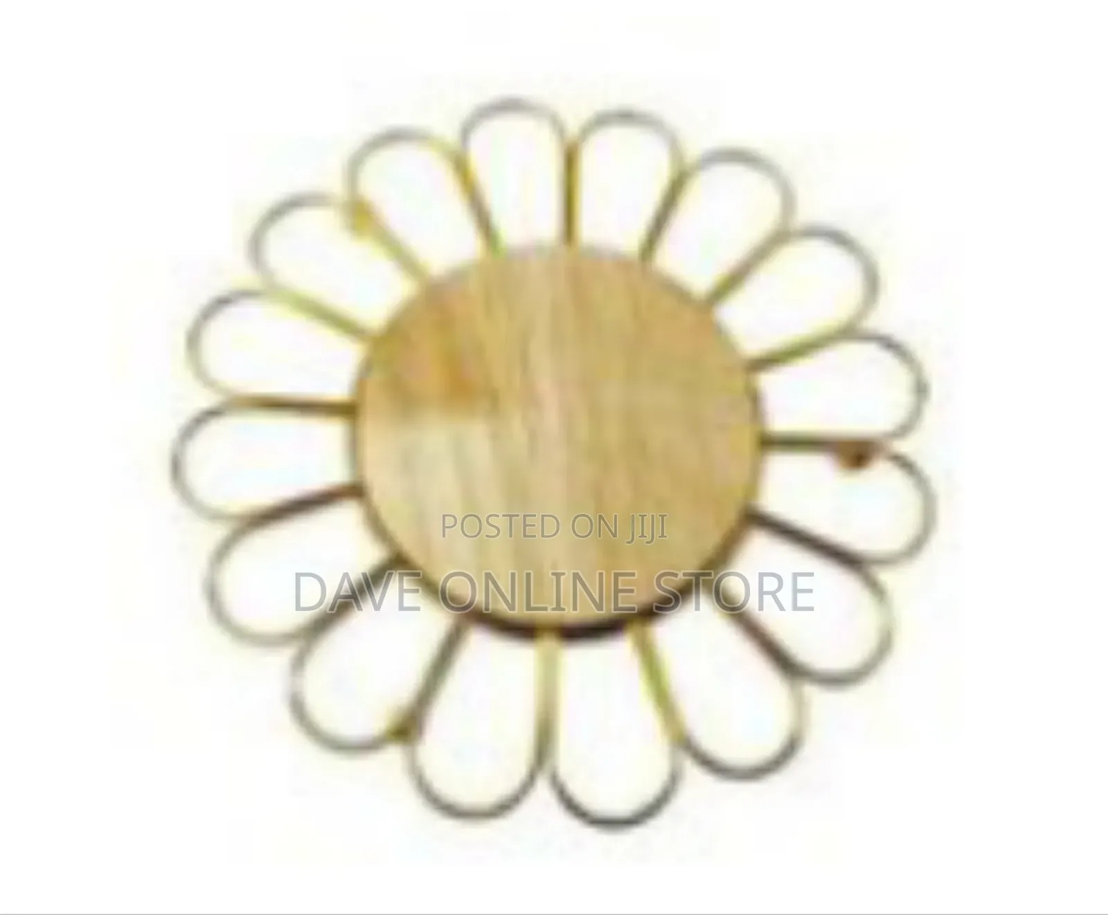 Set of Two Floral Design Coasters With Wood and Gold-Tone Metal