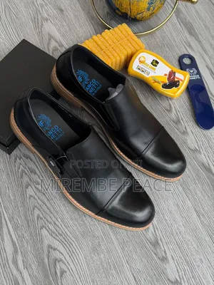 Black Leather Slip on Shoes