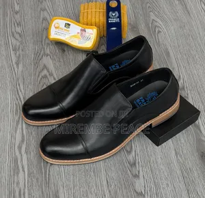 Black Leather Slip on Shoes