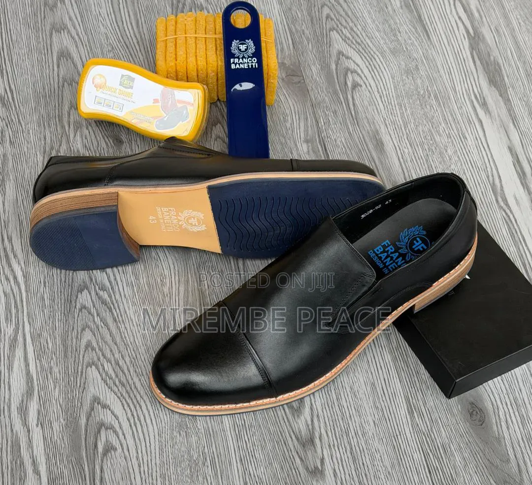Black Leather Slip on Shoes