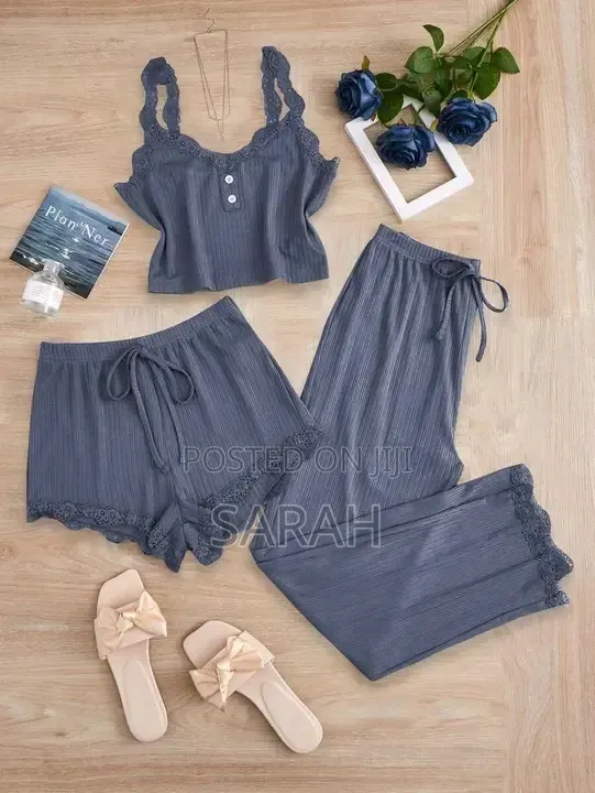 3-Piece Ribbed Pajama Set