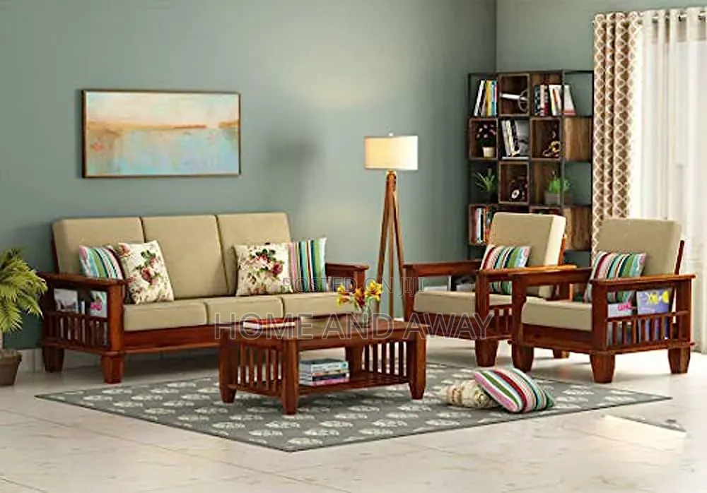 African Wooden 5 Seater Sofa Chairs With Center Table From 2,800,000/-