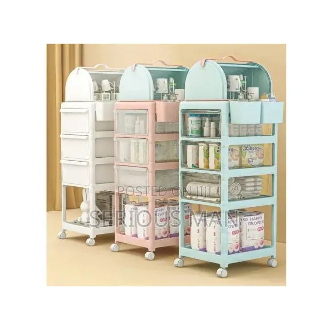 4-Tier Mobile Baby Storage Trolley Carts