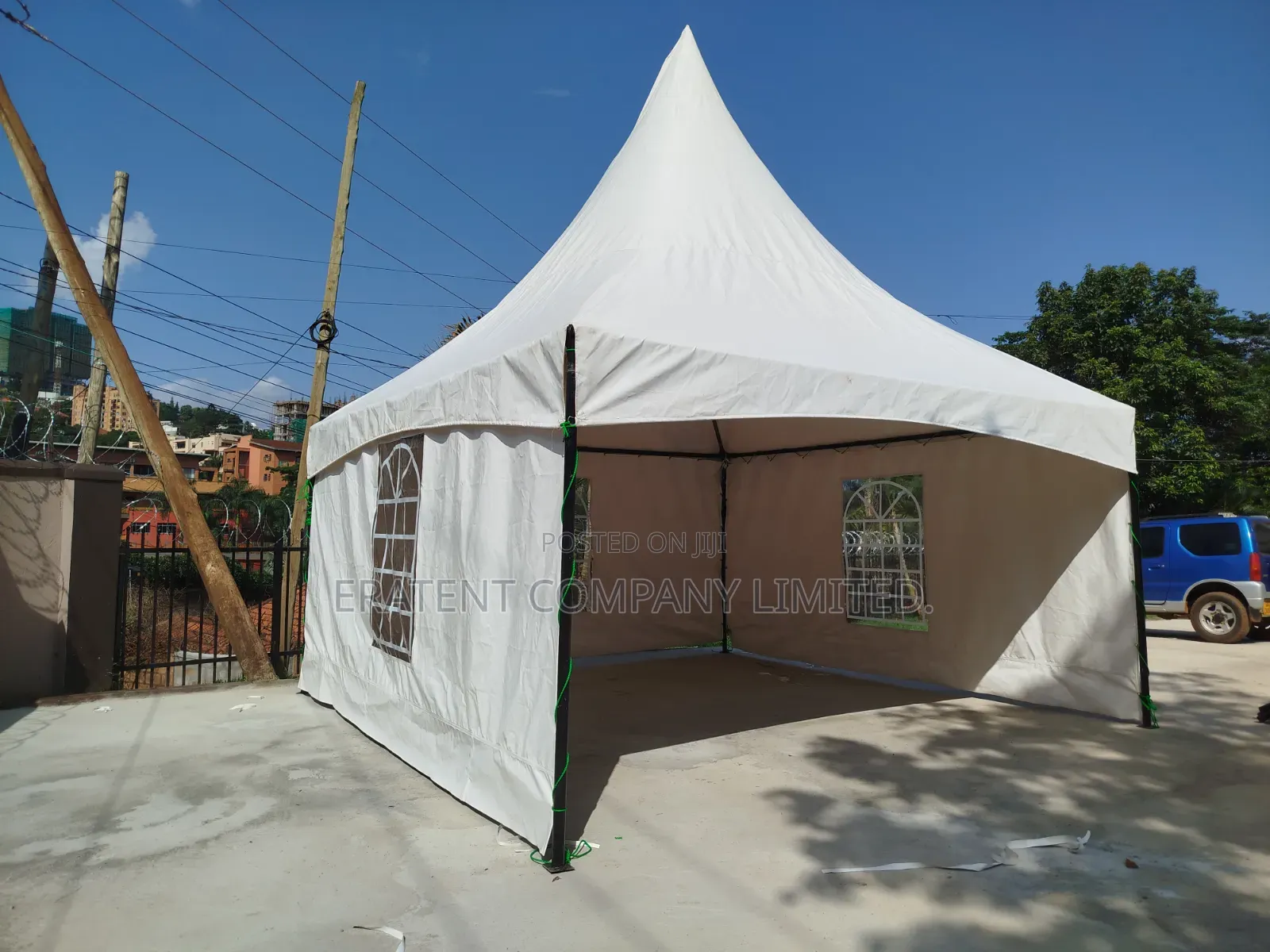 50seater Tent Covered Three Side Flaps in Strong Fabric Materials.