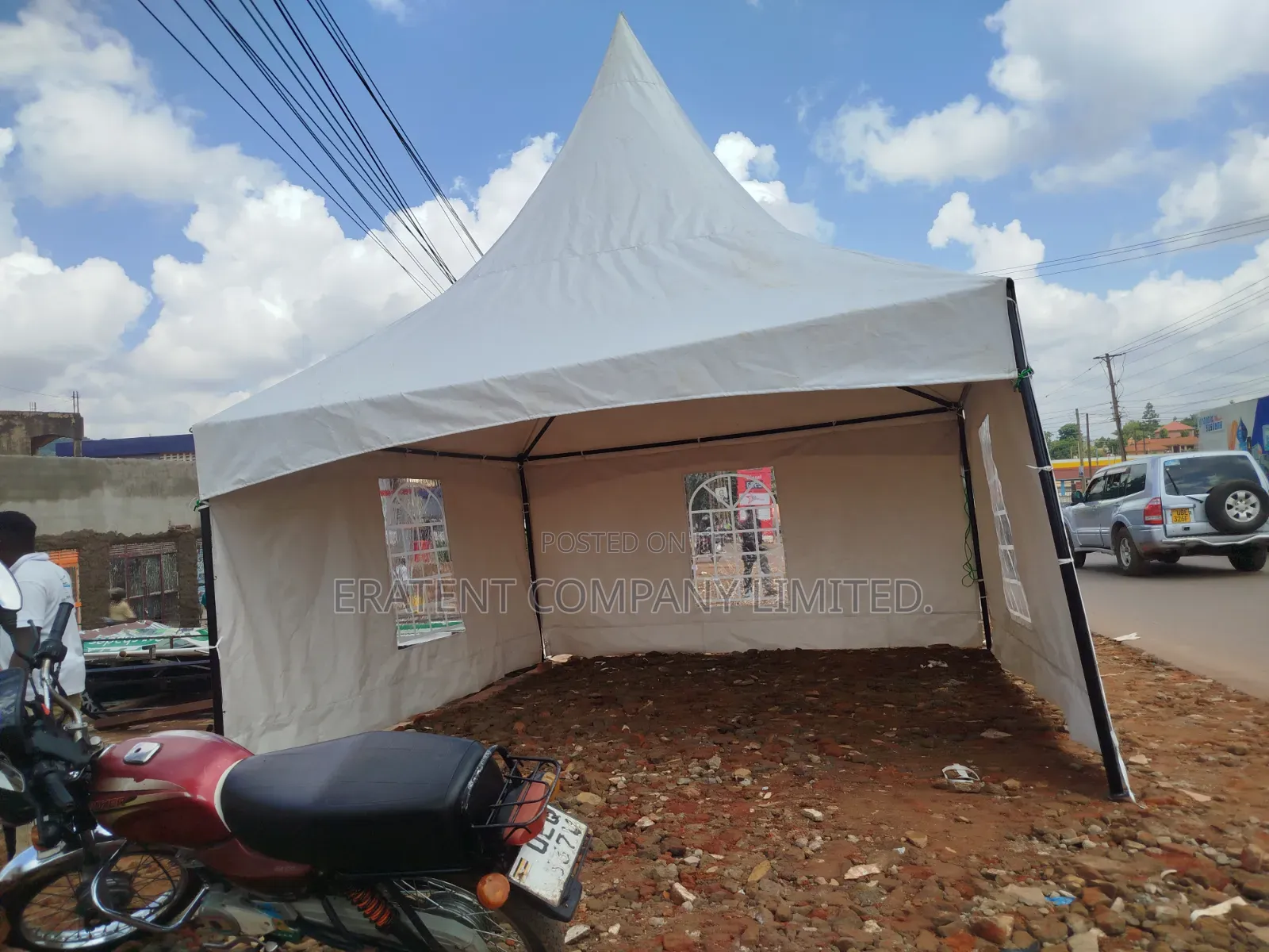 50seater Tent Covered Three Side Flaps in Strong Fabric Materials.