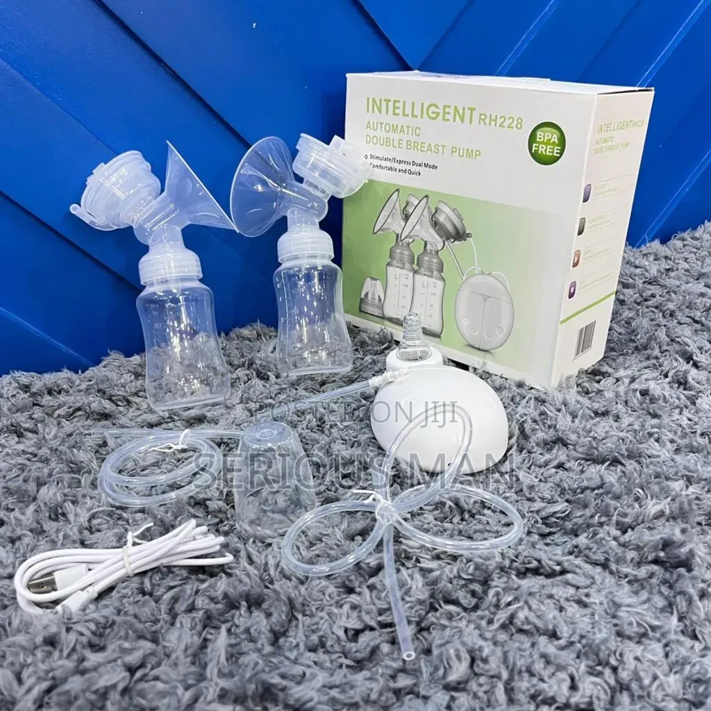Rechargeable Double Electric Breast Pump With 2 Baby Milk Bottles