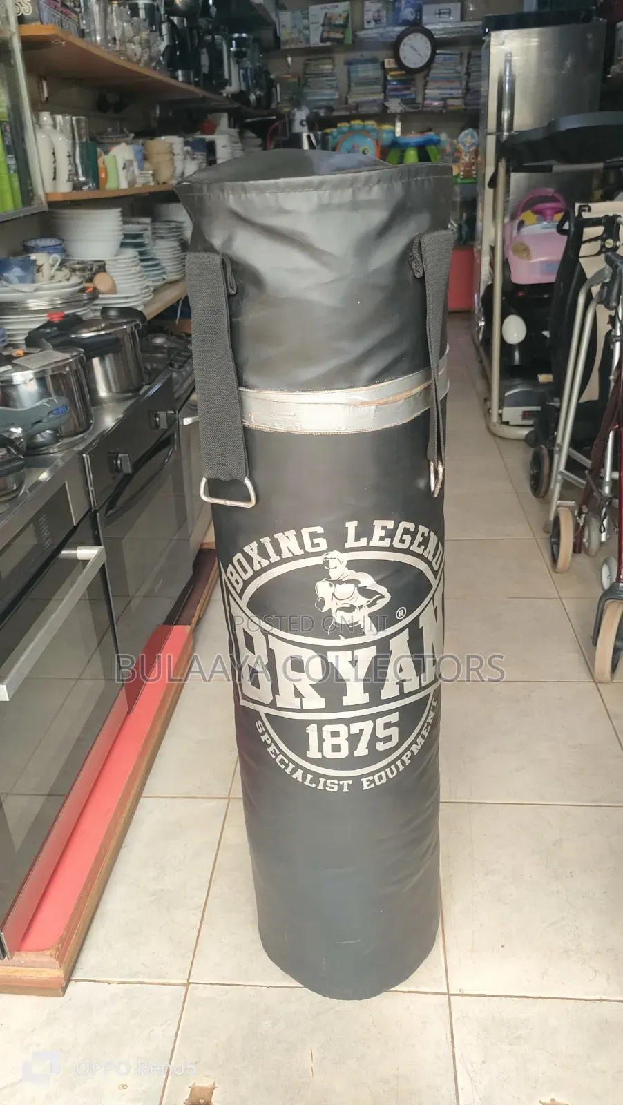 Uk Used Black Vinyl Bryan 1875 Boxing Legend Punching Bag.