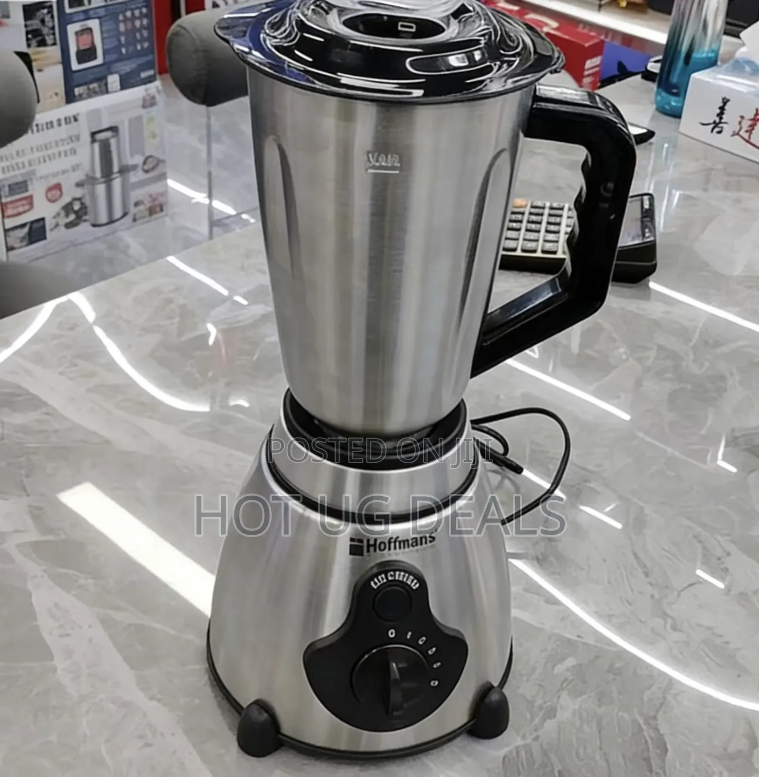 2 in 1 Hoffmans 1.5l Stainless Steel Jar Blender Plastic Grinder
