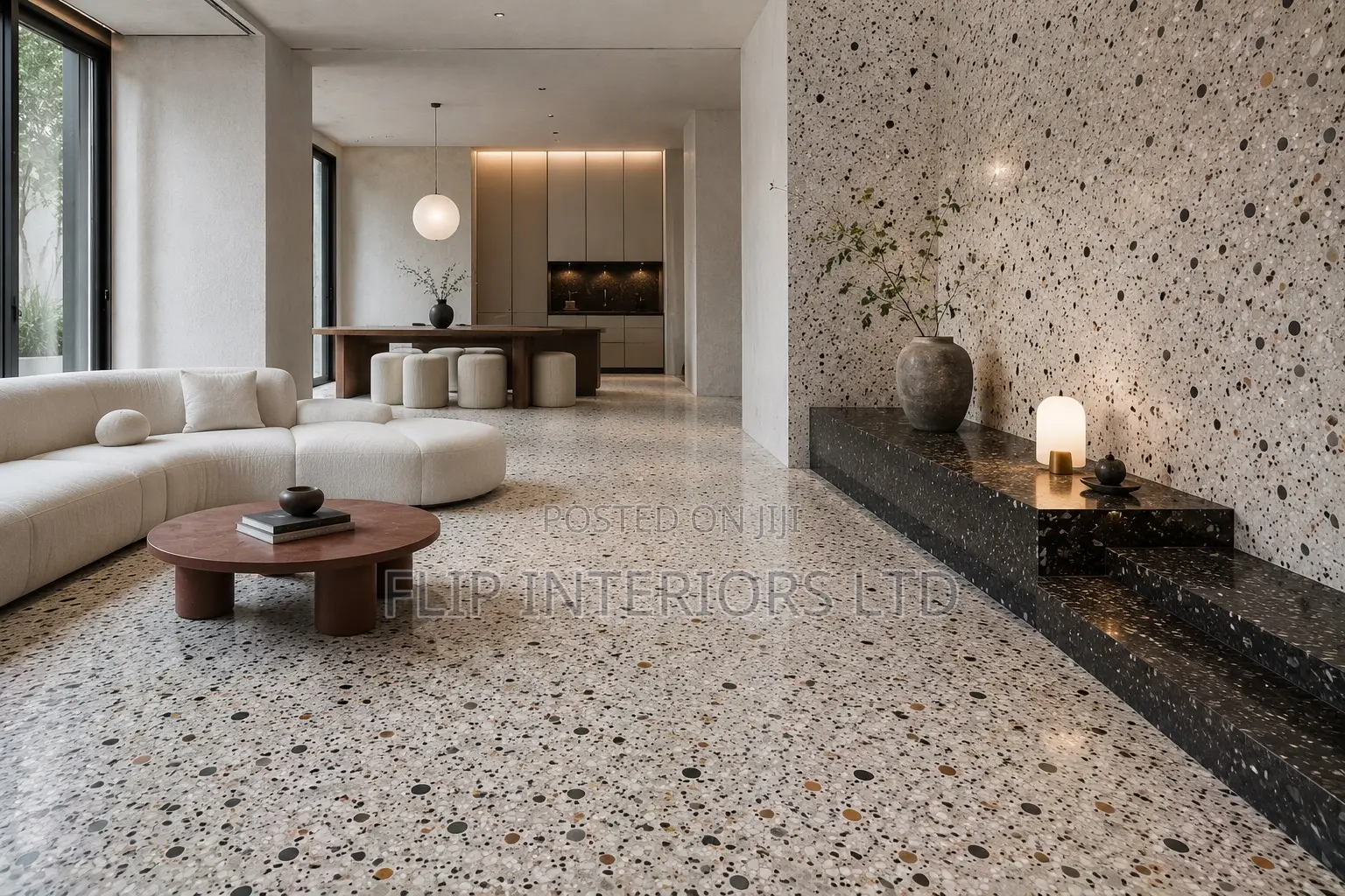 Modern Terrazzo Living Space Interior
