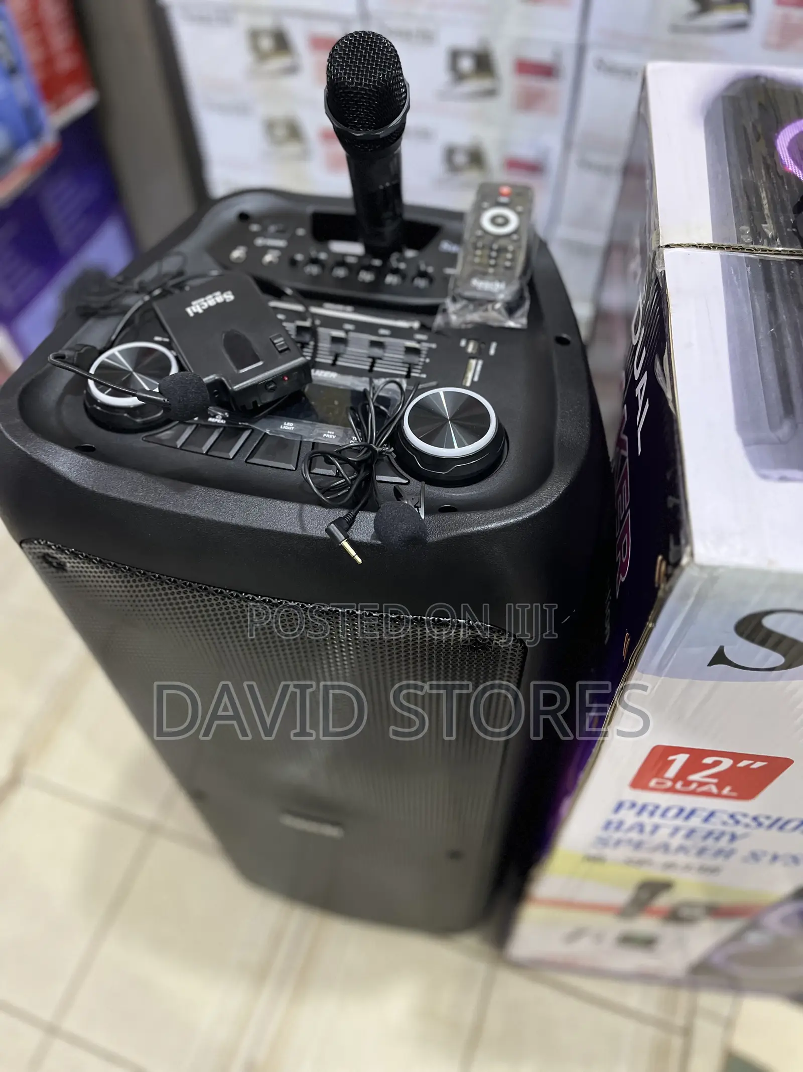 Saachi 12-Inch Dual Professional Battery Speaker– Wireless Microphone