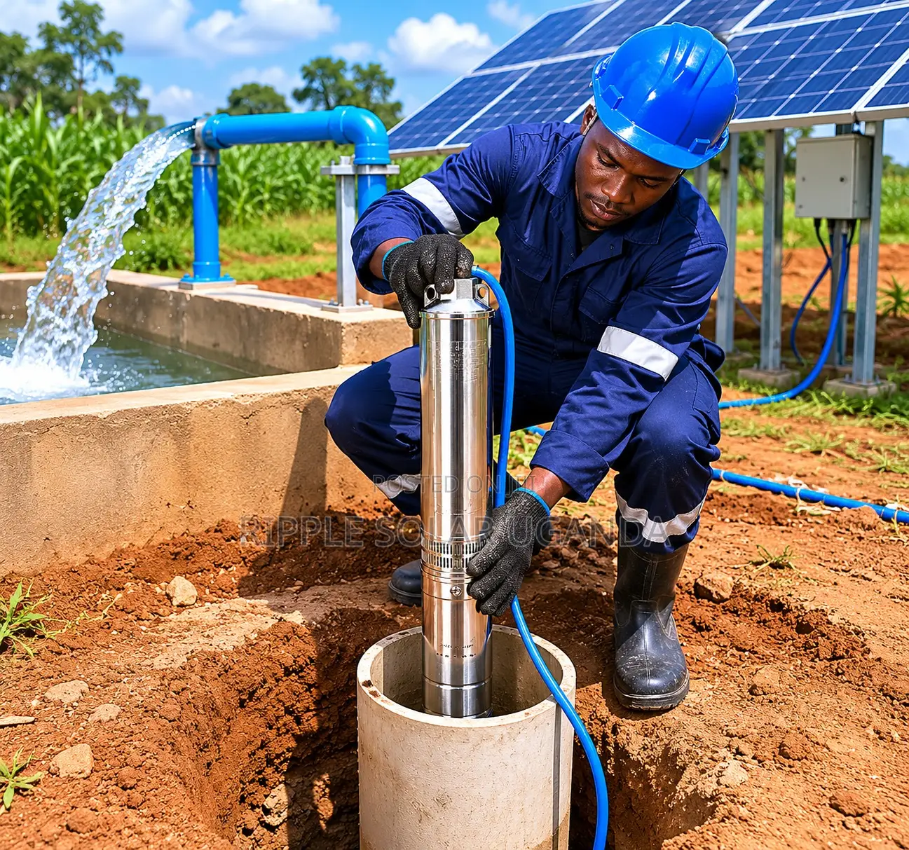 1500w Solar Borehole Pump 135m Head Deep Well Kampala