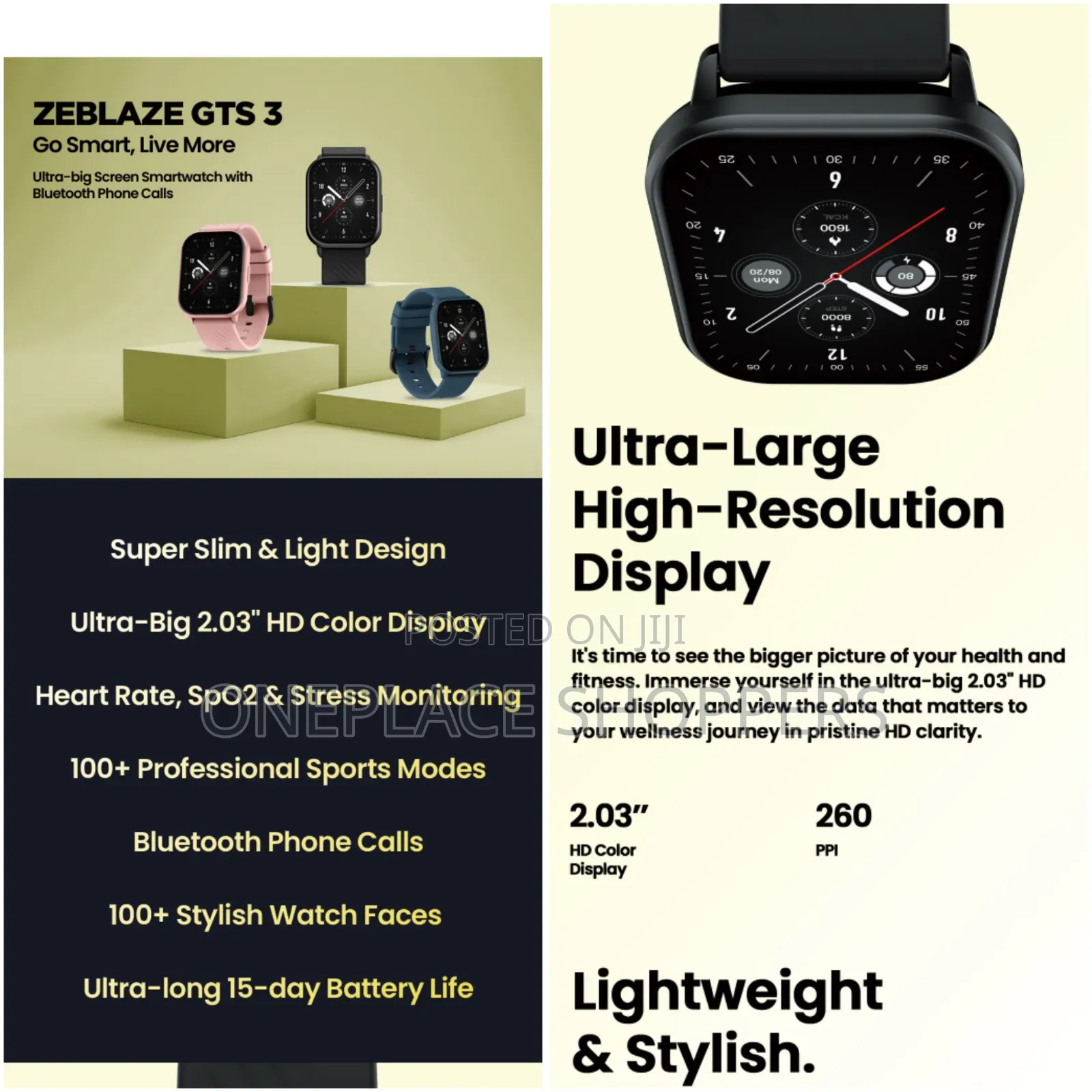 GTS 3 Voice Calling Smart Watch Ultra-Big 2.03'' Hd Screen