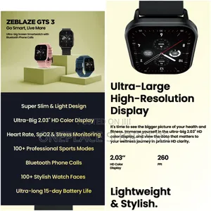 GTS 3 Voice Calling Smart Watch Ultra-Big 2.03'' Hd Screen