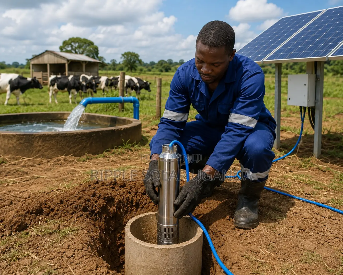 600w Solar Borehole Pump 85m Head Deep Well Kampala