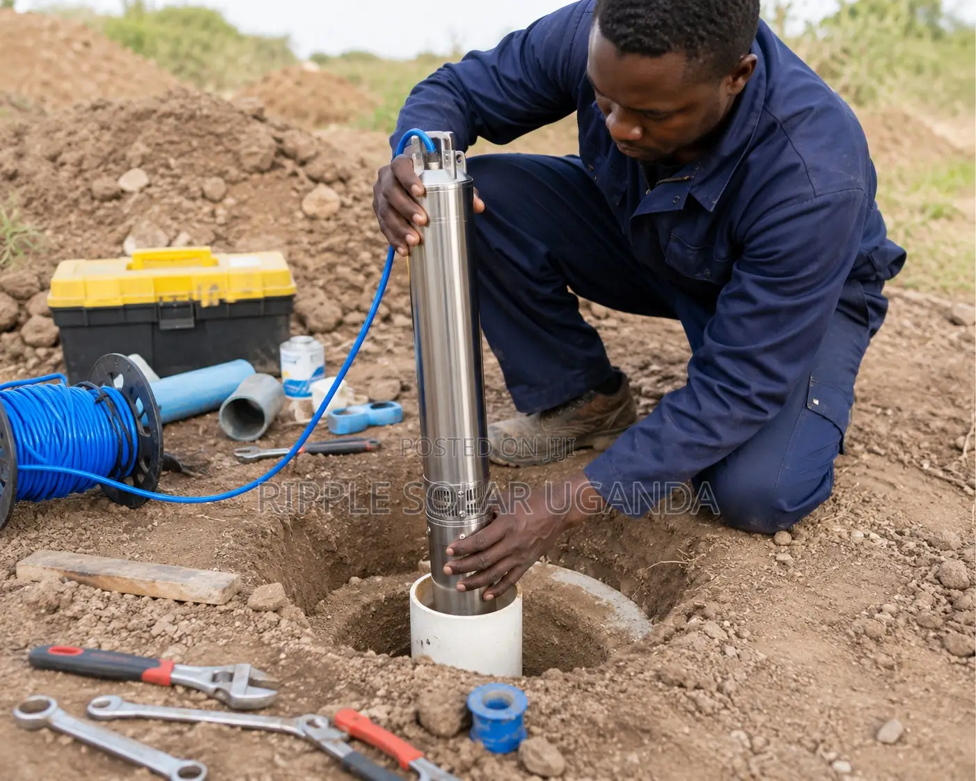 2200w Solar Borehole Pump 190m Head Deep Well Kampala