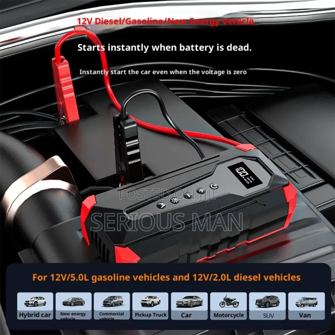 Portable Car Jump Starter Kit - Black