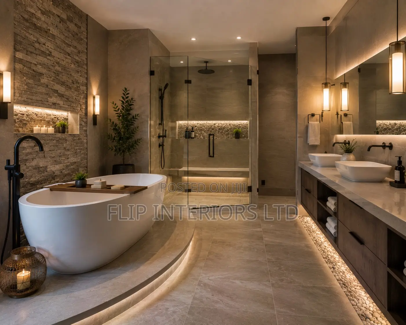 Luxury Spa-Style Master Bathroom Interior