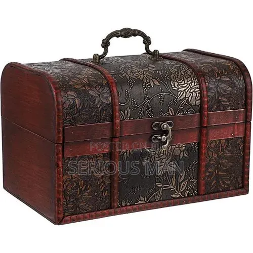 Pirate Vintage Wooden Treasure Storage Chest Box With Lock