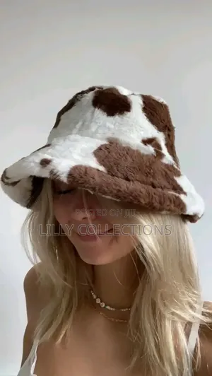 Cow Prin Faux Fur Bucket Hats