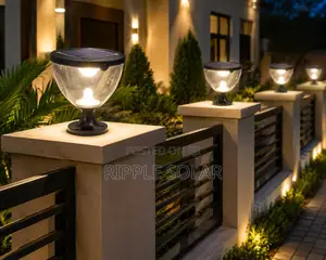 Solar Garden Pillar Light Waterproof Outdoor Fence Lamp