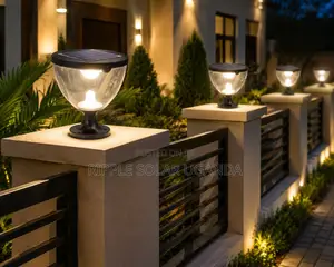 Solar Garden Pillar Light Waterproof Outdoor Fence Lamp