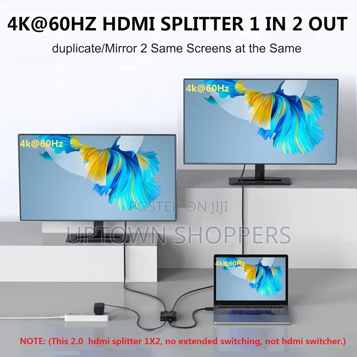 1x2 Hdmi Splitter 2 Port Powered Hdmi 2.0 Splitter 1 in 2