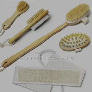 Natural Wooden Dry Brushing Body Brush Set.