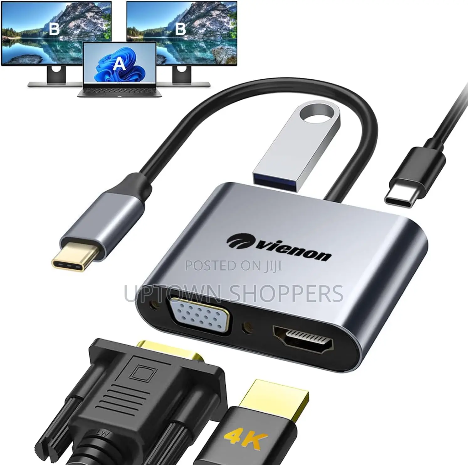 Usb C Hub Hdmi and Vga Adapter for 4in1 Adapter and Usb 3.0