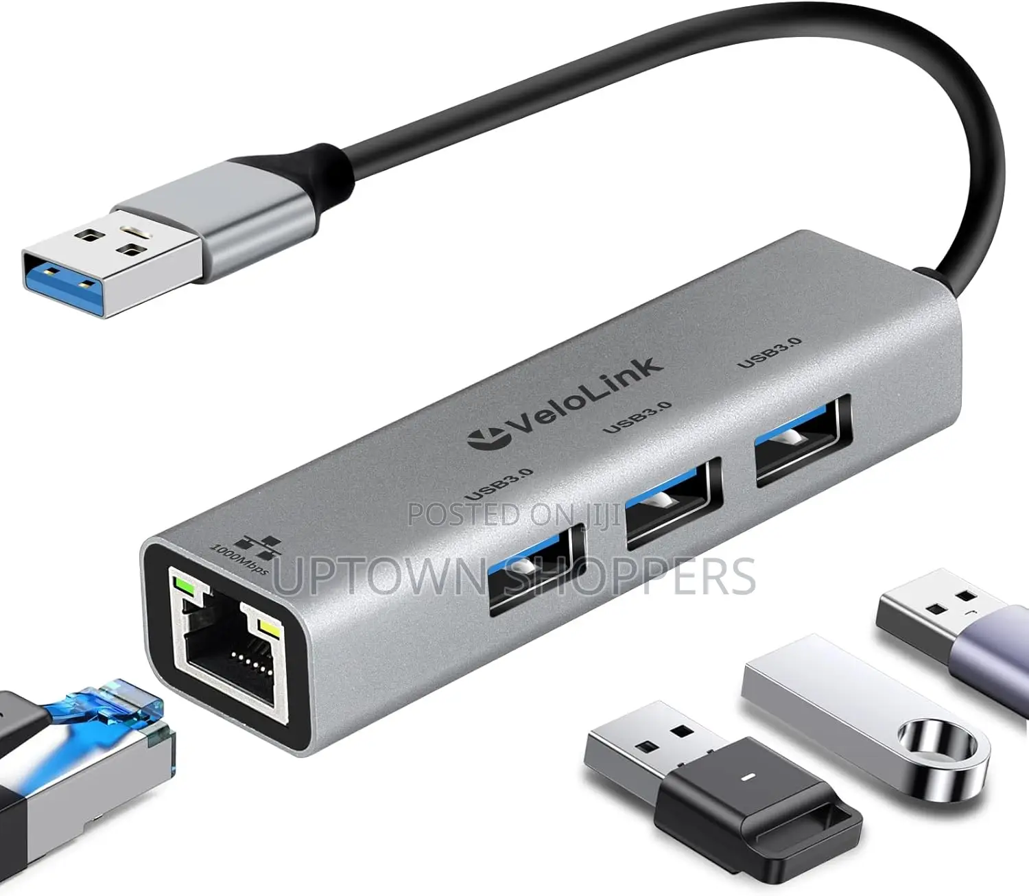 Usb Ethernet Adapter, Usb 3.0 Hub With Rj45 4-in-1 3.0 Hub