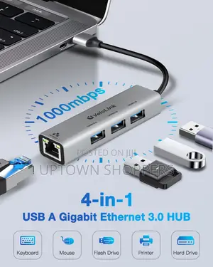 Usb Ethernet Adapter, Usb 3.0 Hub With Rj45 4-in-1 3.0 Hub