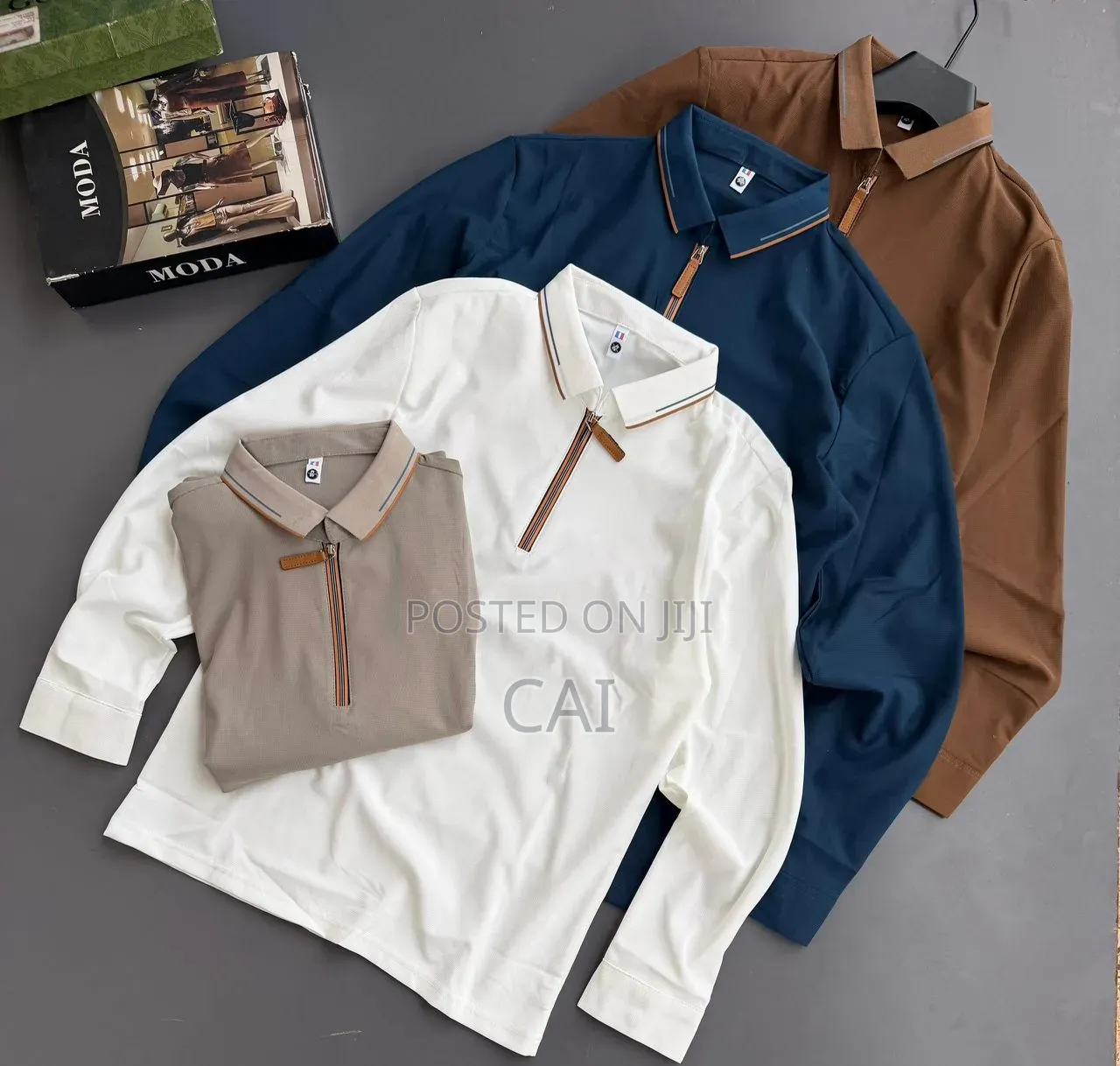Men's Half-Zip Collar Long-Sleeve Casual Shirts.