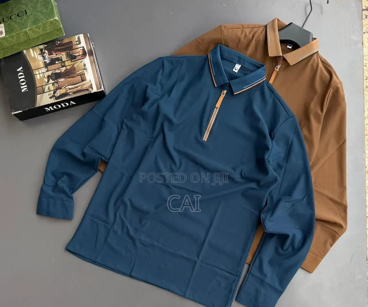 Men's Half-Zip Collar Long-Sleeve Casual Shirts.