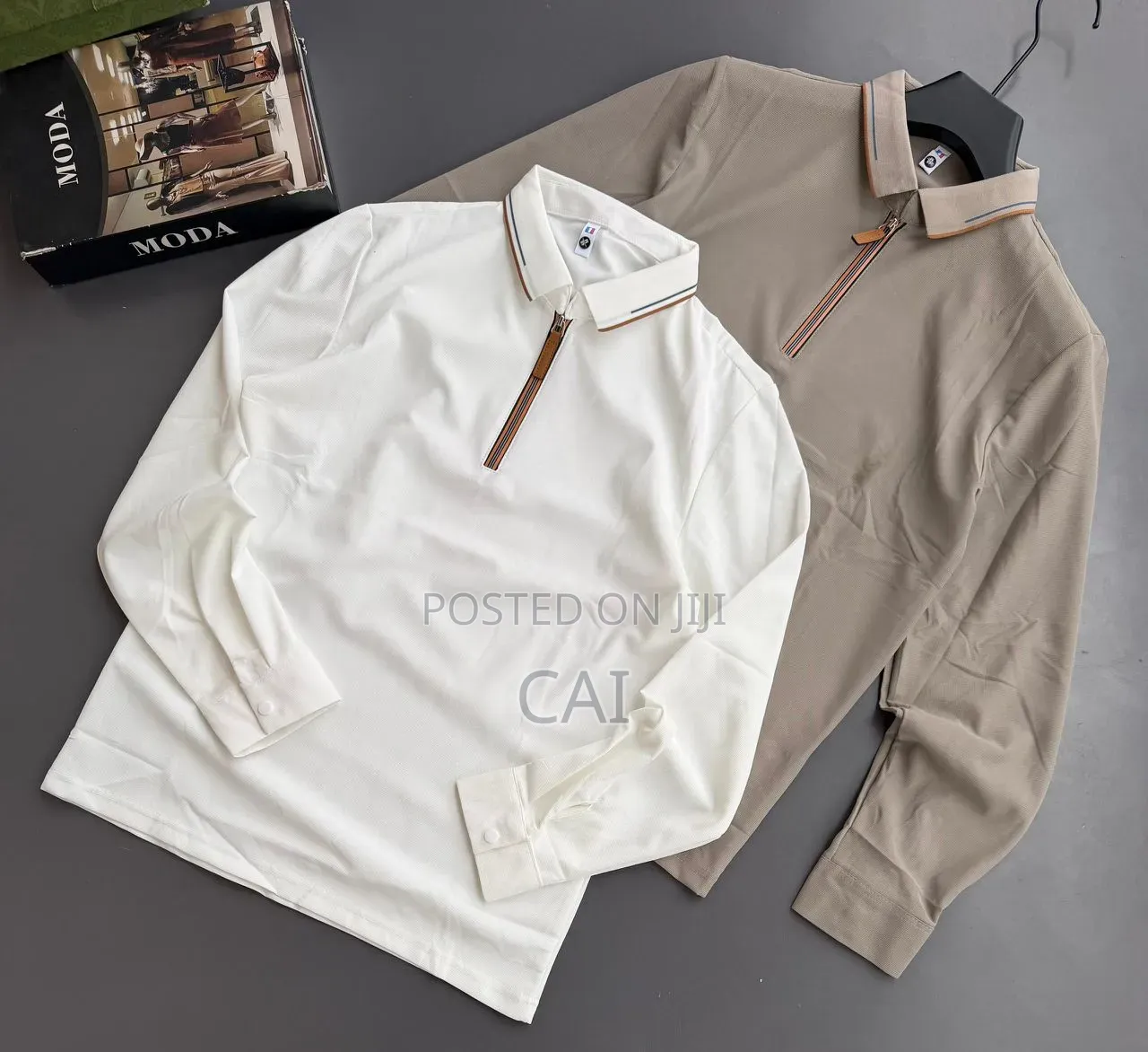 Men's Half-Zip Collar Long-Sleeve Casual Shirts.