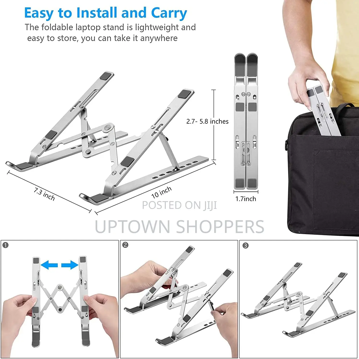 Laptop Stand for Desk, Adjustable Aluminum Foldable Portable Stand