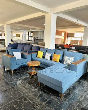 Stunning Blue L-Shaped Sectional Sofa