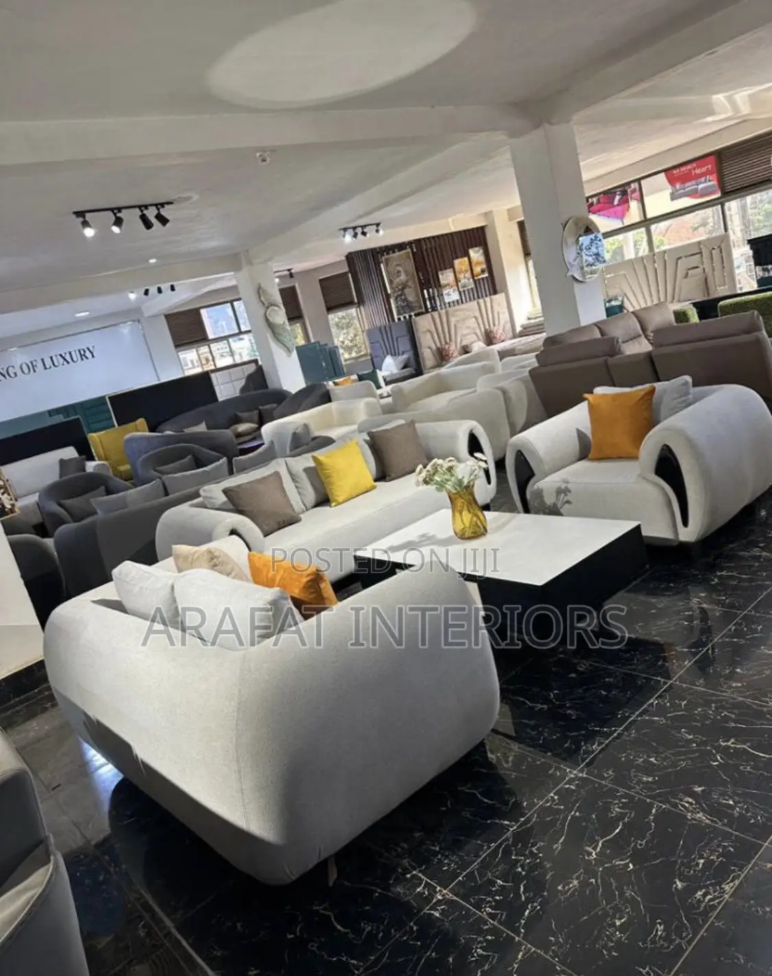Stunning Modern Light Grey Curved Sectional Sofa