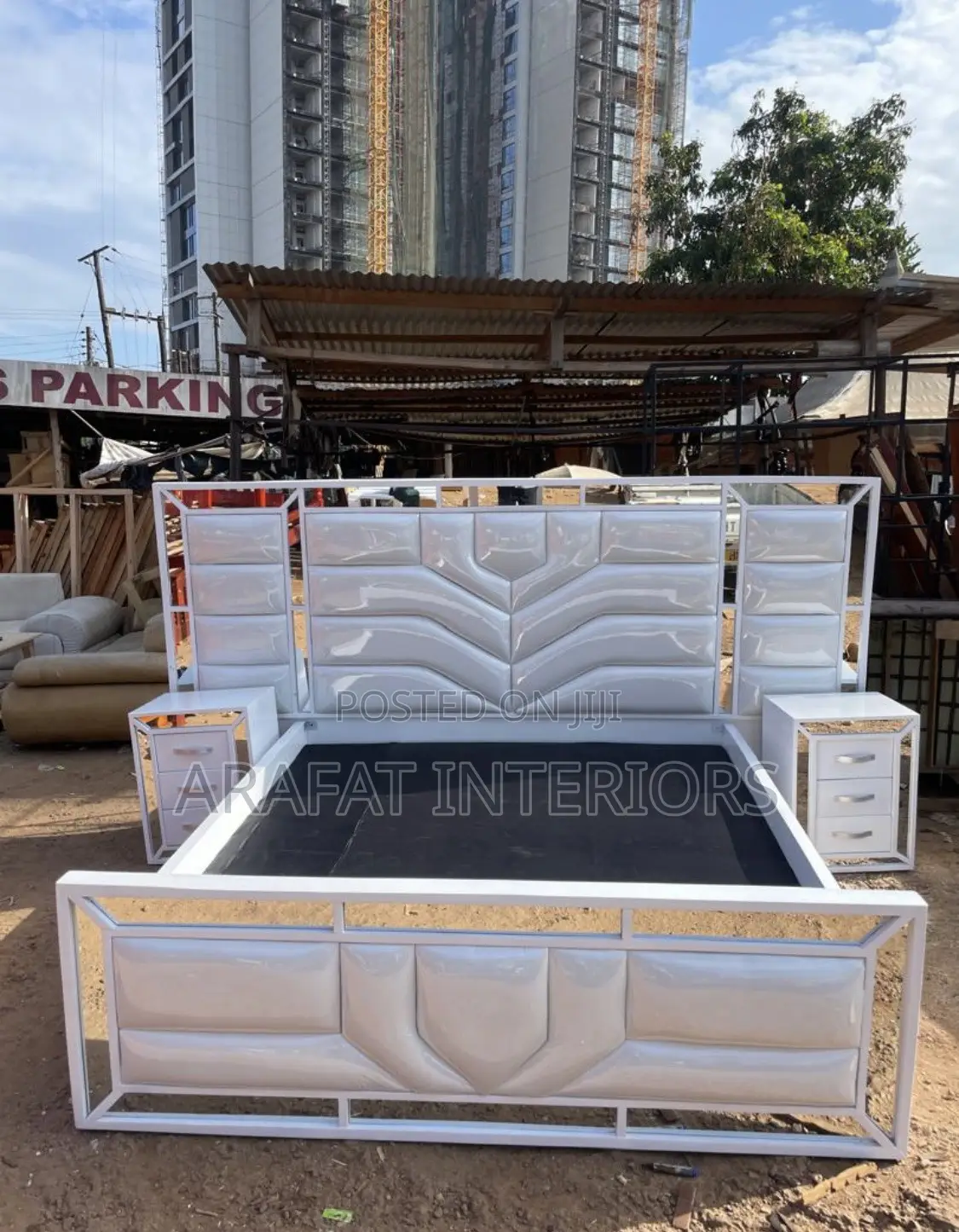Stunning Modern White Glossy Bed Set