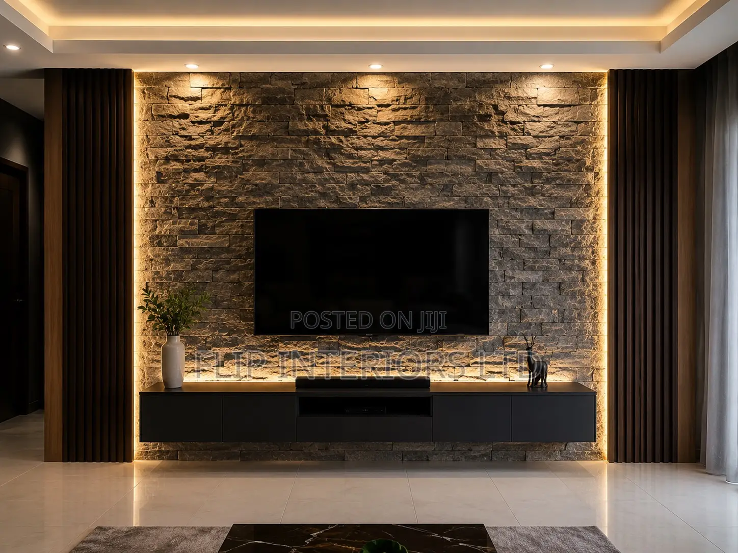 Elegant Stone Feature Wall Design