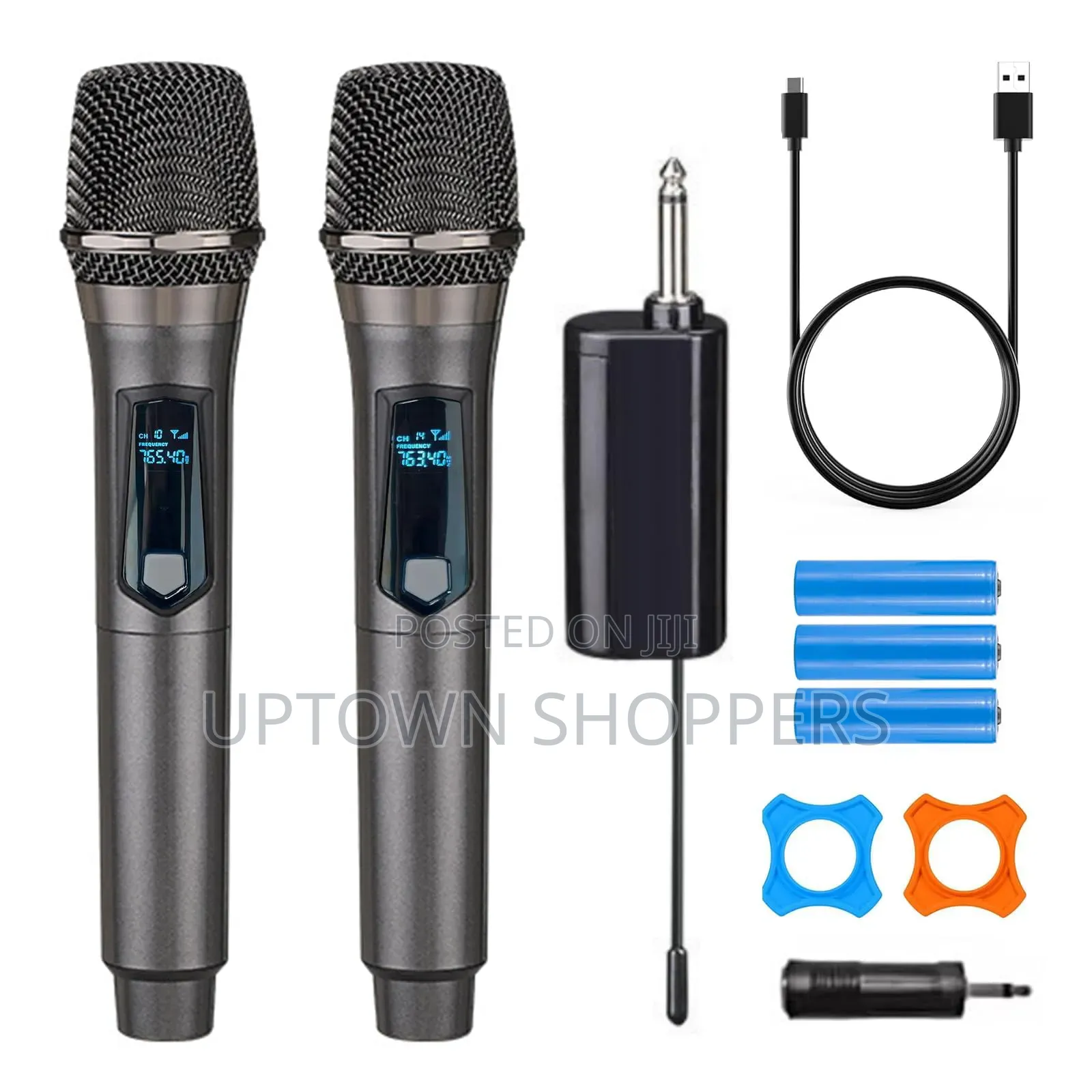 Wireless Microphones, Dual Handheld Dynamic Mic and Rechargeable