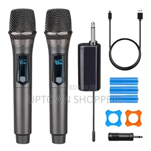 Wireless Microphones, Dual Handheld Dynamic Mic and Rechargeable