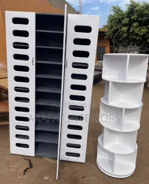 Elegant White Double Door Cabinet + Rotating Shelf