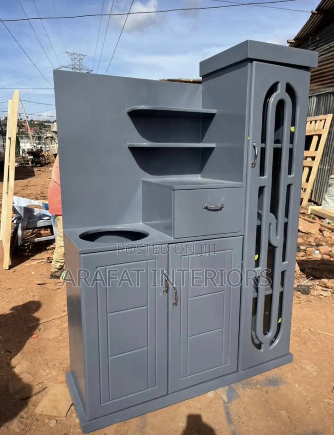 Sleek Grey Storage Display Unit