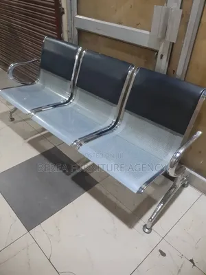 Metallic Waiting Chair With Back Leather Cushions