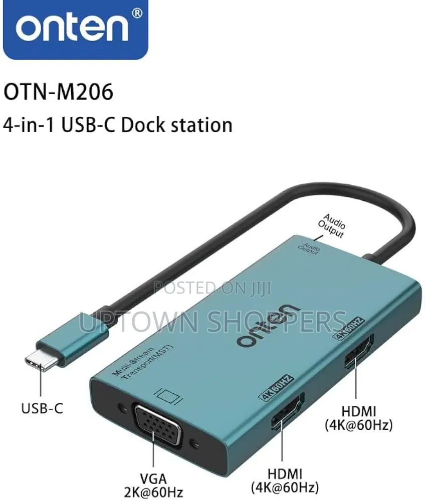 Onten Usb-C to Dual Hdmi and Vga Onten Usb-C to Dual Hdmi Adapter
