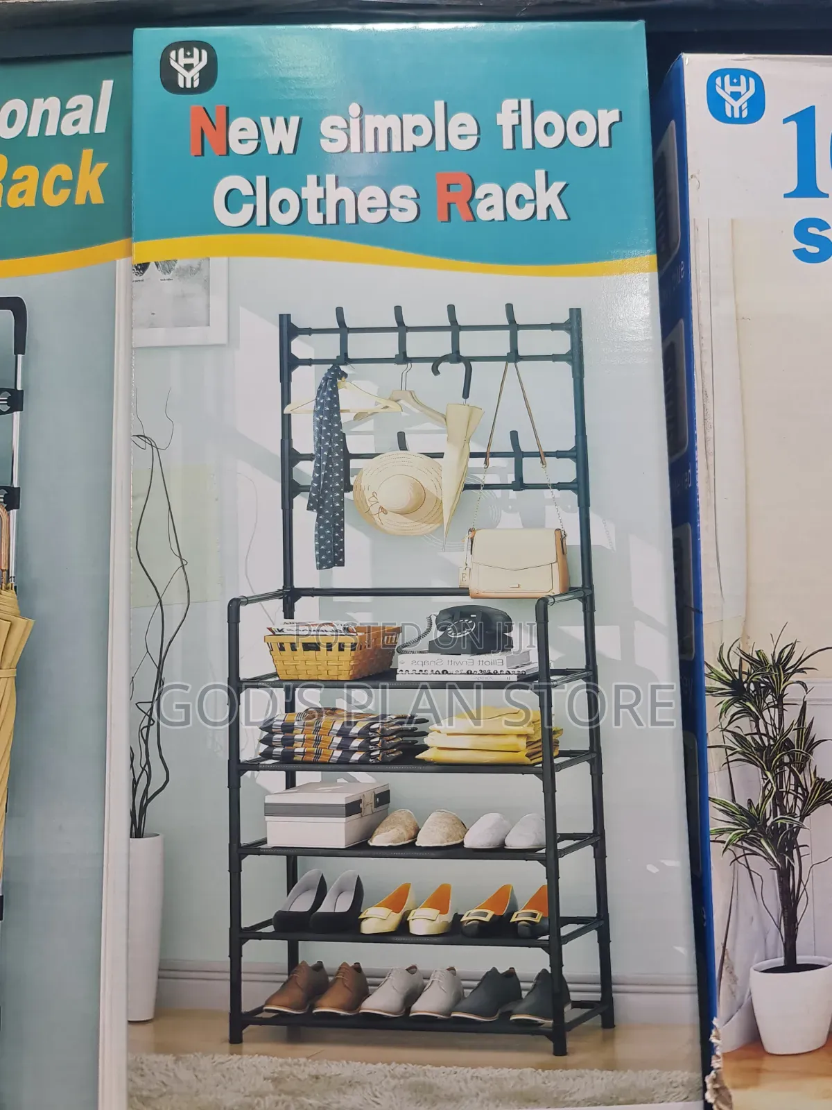 Free Standing Floor Clothes/Hat/Shoe Rack Clothes Rack
