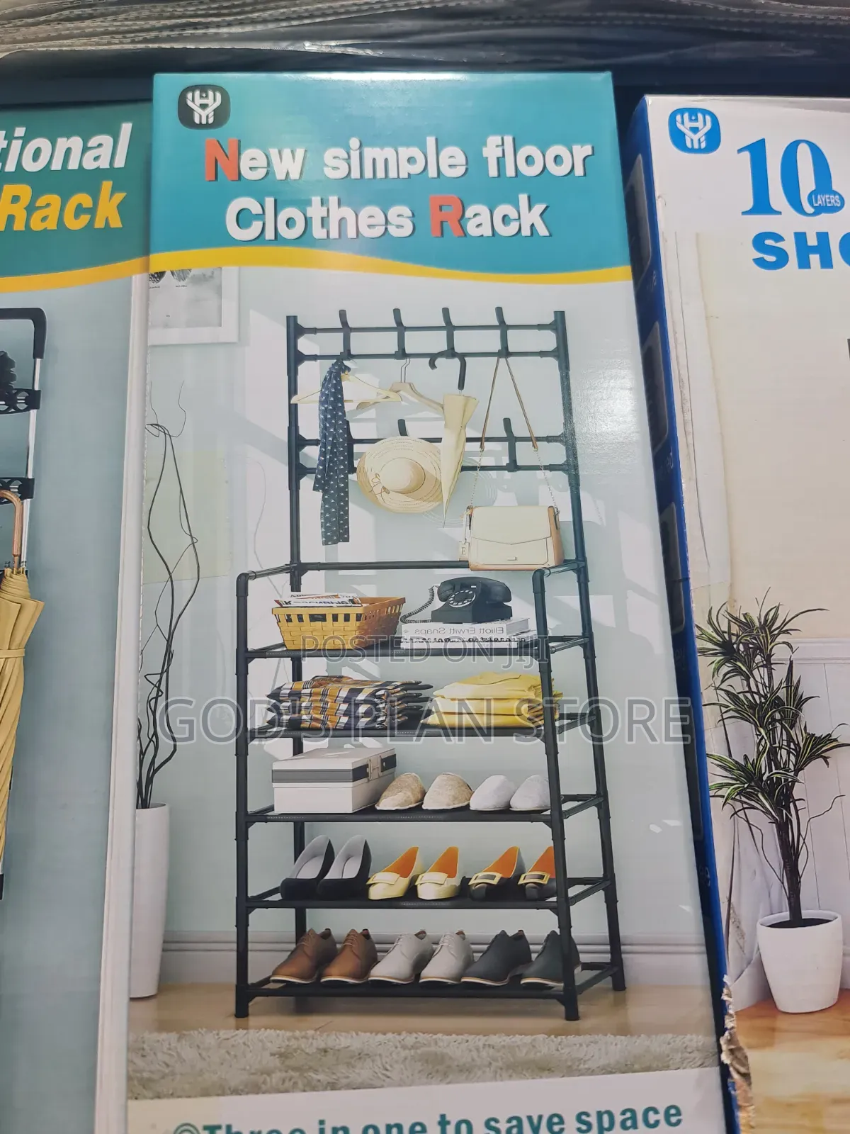 Free Standing Floor Clothes/Hat/Shoe Rack Clothes Rack