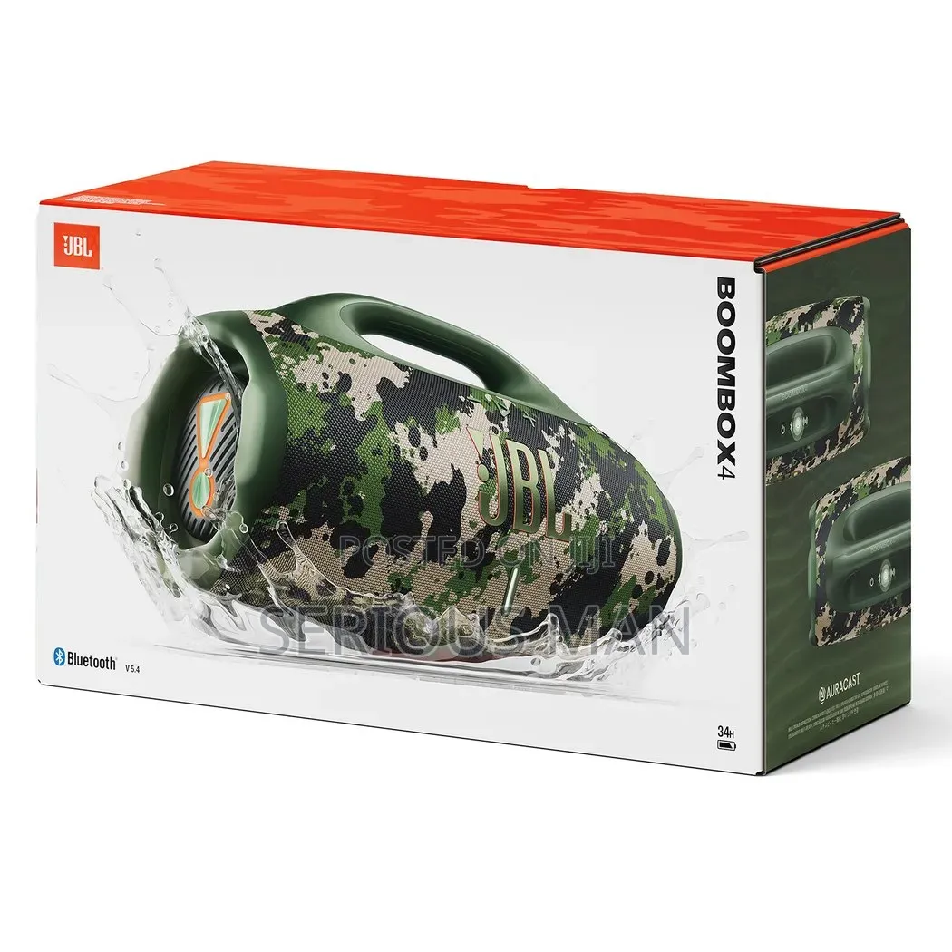 JBL Boombox 3 Portable Speaker in a Camouflage Design.