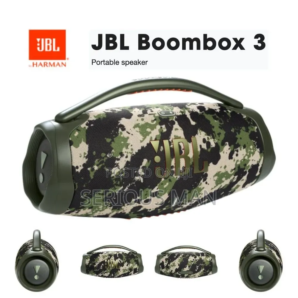 JBL Boombox 3 Portable Speaker in a Camouflage Design.